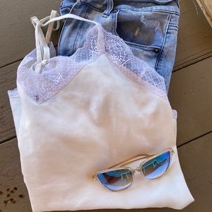 Off white Razorback Lacey top